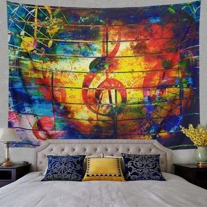 Music Lovers Wall Art Collection Photo Background Boys Dorm Room Art Tapestry